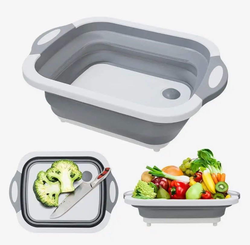 Ez Multi Functioning Foldable Chopping Board And Collapsible Dish Tray