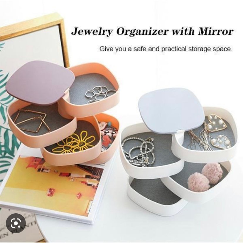 Ez Rotating Jewellery Storage Box With Mirror